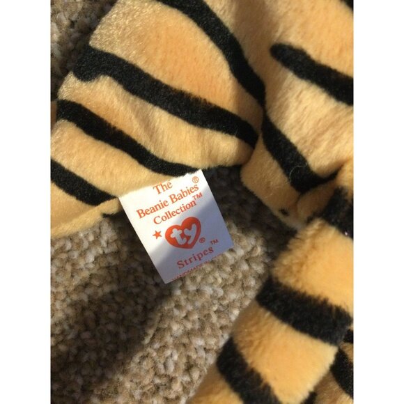 VINTAGE * TY BeanieBaby Plush - 1995 STRIPES Tiger - Picture 6 of 9